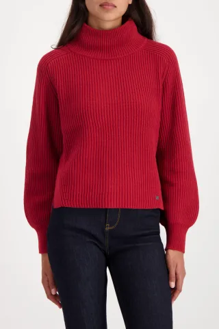 monari - Strickpullover mit Seitenschlitzen chimney red - Gr. - 42