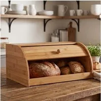 MCW Brotkasten MCW-B80, Bambus, Oberseite als Ablage nutzbar, Rolldeckel, Knauf zum leichten Öffnen