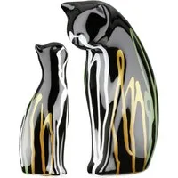 GILDE Skulptur 2tlg. Set Figur Katze Scuro schwarz (1 St), Tierfigur Wohnaccessoire Designkatze dekorativ Sammlerfigur