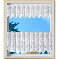 Weckbrodt Scheibengardine Savannah (1 St), Stangendurchzug, halbtransparent, Jacquard, Bistro, Jacquard, Bordüre, Kante, floral, Gardine, Store