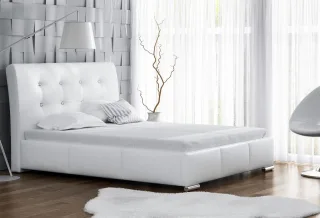 Polsterbett Bett Doppelbett RENE Kunstleder Weiss 140x200cm