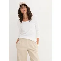 bonprix Langarmshirt leicht taillierte Passform, Rundhalsausschnitt, aus reiner Baumwolle