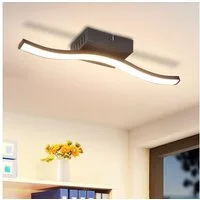 ZMH LED Deckenleuchte Wohnzimmer Schwarz Wellen Design Modern Deckenlampe 3000K Flur Küche, Augenschutz, Einfache Installtion, LED fest integriert, Warmweiß