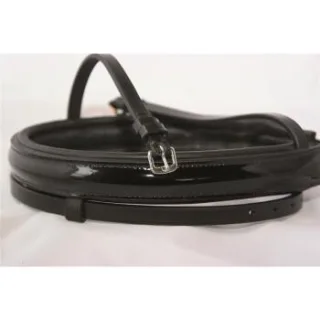 Hans Melzer Horse Equipment Hans Melzer Reithalfter breit LACK englisch kombiniert schwarz unterlegt WB (Warmblut)
