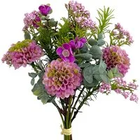Kunstblumenstrauß Künstlicher Pompondahlien-Mixbund, Blumenstrauß mit Dahlien, Lila Pink, Gasper, Höhe 30.00 cm