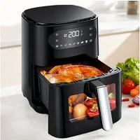 Nettlife Heißluftfritteuse XXL Air fryer Funktion 6/10/11L Sichtfenster 7/13 Programme Touchscreen, 1500 W, für Familienküche