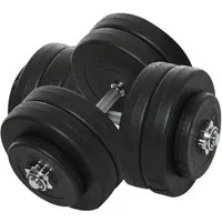 HOMCOM Hantel-Set 50 kg 2er Hanteln, (Kurzhanteln, Kurzhantel Set), mit 2 Kurzhantelstangen, 12 Gewichten & 4 Sternverschlüsse