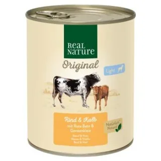 REAL NATURE Light Nassfutter Hund, Adult, Rind und Kalb 6x800 g