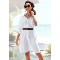 LASCANA Longbluse aus leichter Webware mit Leinenanteil, luftiges Blusenkleid