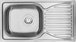 Neuesbad 1-Becken Spüle mit Abtropffläche, Edelstahl Gebürstet, 780x430x160, 3,5'' mit Zubehör NB1DEZEN01131