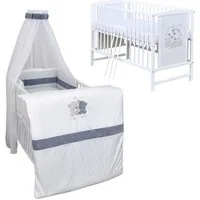 Baby-Delux Komplettbett Babybett Mia Komplettset, 10-tlg., Kinderbett 60x120 cm weiß, Bettset verschiedene Designs