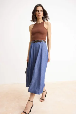 Damen Midi-Kleid, ärmellos, flach, A-Linie, für Tag und Nacht