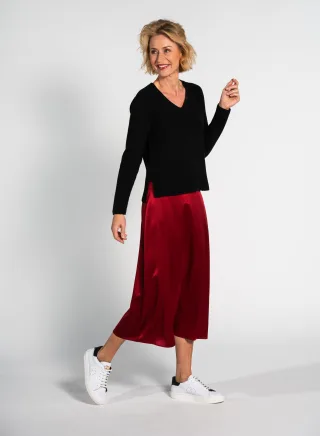 CLARINA - NOS V-Pullover, 1/1 Arm, uni 900 schwarz - Gr. - 36