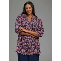 Laura Scott CURVE Longbluse Große Größen gemusterte Optik, 3/4-Ärmel mit Gummizug, aus Viskose