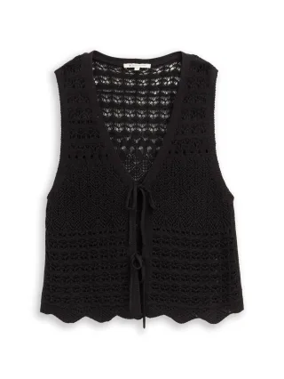 Denim Tom Tailor - Strickwesten mit Lochmuster deep black - Gr. - S