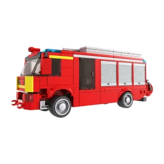 Klemmbausteine | BRIXIES PLUS | Löschfahrzeug | Fire engine | rot, gelb, grau | 418 Steine | Größe 7 x 8,3 x 21,6 cm | Feuerwehr-Geschenk | Sammler
