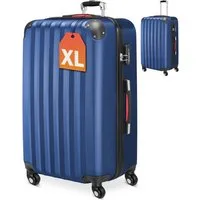 monzana Hartschalen-Trolley, 4 Rollen, Rollkoffer Zahlenschloss Reisekoffer Hartschalenkoffer Trolley XL Blau