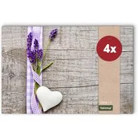 matches21 HOME & HOBBY Platzset Abwaschbare Tischsets 4er Set Landhaus-Stil Lavendel Holz-Optik, (4-St), Platzsets als Tisch-Untersetzer und Tisch-Deko für Esstisch Teller