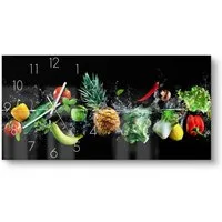 DEQORI Wanduhr 'Sauberes Obst und Gemüse' (Glas Glasuhr modern Wand Uhr Design Küchenuhr)
