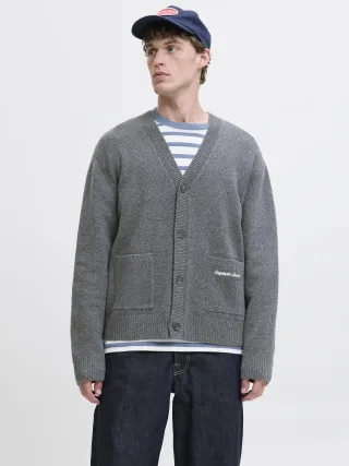 JACK&JONES - JORNORREBRO KNIT CARDIGAN LN Dark Grey Melange - Gr. - L