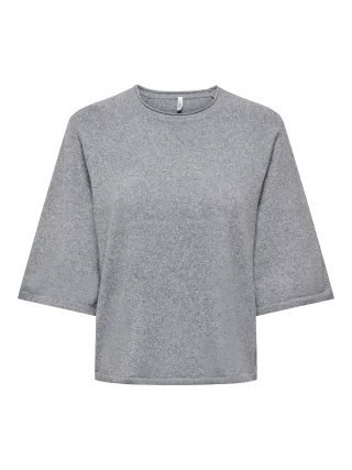 ONLY - ONLLOYAL 2/4 O-NECK KNT NOOS Light Grey Melange - Gr. - L
