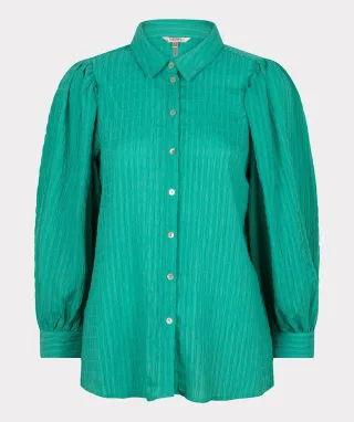 Esqualo - Bluse Basic aus Seersucker grün - Gr. - 38