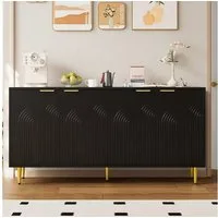 Merax Sideboard Kommode mit 4 Textur Türen (1 St., küche Schrank), Anrichte mit goldene Griffe & Hochglanzbeine