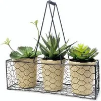Kunstblume Künstliche Sukkulenten 3er Set. ca 27cm. Kunstpflanzen im Metallkorb, Gasper, Höhe 27.00 cm