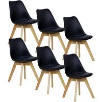 Woltu Esszimmerstuhl (Set, 6 St), Designstuhl Sitzfläche aus Kunstleder, Massivholz