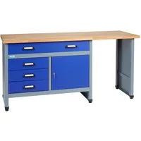 KÜPPER Werkbank 12037, 4 Schubladen, 1 Tür, Sitzraum, 300 kg Traglast, ultramarinblau