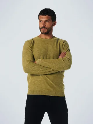 No Excess - Pullover Crewneck Garment Dyed + Stone Washed olive - Gr. - XXL