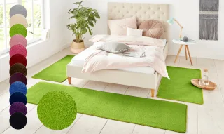 HANSE Home Bettumrandung "Shashi" Höhe 8 mm 3 Stk. tlg. Kurzflor, Unifarben, Teppich, Bettläufer, Bettvorleger, Teppichläufer
