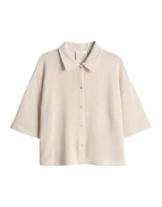 Opus - Kurzärmelige Hemdbluse - Sitrica beige - Gr. - 36