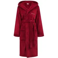 Di Vadini Bademantel Di Vadini UNISEX Herren Damen Bademantel FLORENZ mit Kapuze, wadenlang, Polyester, Weitenverstellung, Bindegürtel, mit Kapuze