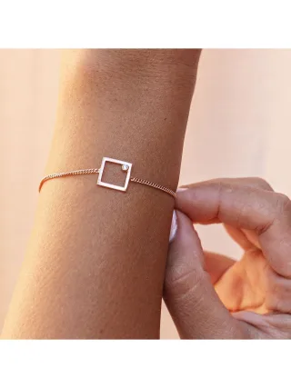 cai Armband 925 Sterling Silber rosé vergoldet Rechteck Zirkonia