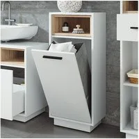 Vicco Wäscheschrank Beatrice, Weiß/Sonoma, 38 x 93 cm mit herausnehmbarer Innentasche (1-St)