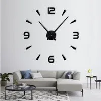 POPOLIC Wanduhr 80-130cm große einfache Wanduhr 3D Digital Silent DIY Acryl Uhr (3D gespiegelte Zahlen, freie Größe)