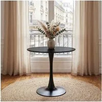 IDIMEX Esstisch LOIRE, Runder Esszimmertisch 80 cm mit Tulpenfuß und MDF-Platte Schwarz