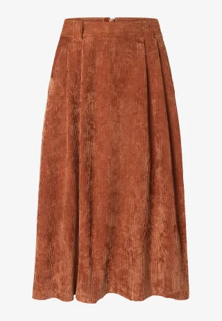 MORE & MORE - Soft Corduroy Midi Skirt - 0476/cinnamon cinnamon - Gr. - 38