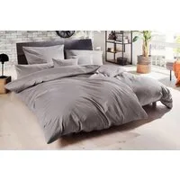 Primera Bettwäsche Uni Luxus-Satin in Gr. 135x200, 155x220 oder 200x200 cm, Satin, 2 teilig, Bettwäsche aus Baumwolle, unifarbene Bettwäsche mit Reißverschluss