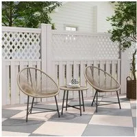 Outsunny Sitzgruppe für 2 Personen, 3-teilig mit 2 Stühle, Tisch, wetterfest, (Polyrattan Gartenmöbel Set, 3-tlg., Balkonmöbel), für Garten, Terrasse Balkon, Naturholz
