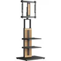 FITUEYES TV-Ständer TV-Standfuß mit verstellbarer Ablage, 32-65 Zoll, (bis 65,00 Zoll, höhenverstellbar, schwenkbar ±30°, aus Buchenholz)