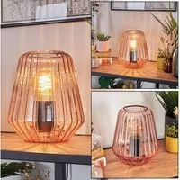 hofstein Tischleuchte Tischlampe aus Metall/Glas in Schwarz/Rosa, ohne Leuchtmittel, Glasschirm (17cm), An/-Auschalter am Kabel, 1x E27, ohne Leuchtmittel