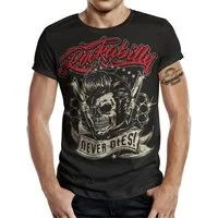 GASOLINE BANDIT® T-Shirt im Rockabilly Design: Big Size Print - Rockabilly Never Dies!