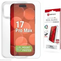 Displex Displayschutzglas Real Glass Screen Protector + Case mit EASY-ON MountMaster für Apple iPhone 17 Pro Max, Displayschutzfolie, Schutzfolie, Bildschirmschutz, kratz- & stoßfest