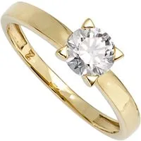 Schmuck Krone Goldring Solitär Ring mit Zirkonia, 333 Gelbgold, Gold 333
