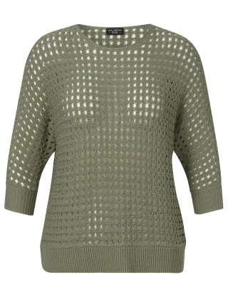 VIA APPIA DUE - Pullover Rundhals 3/4 Arm Netzstruktur salbei - Gr. - 46