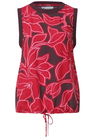 Street One - Blusentop mit Rundhals und Tape-Detail salsa red - Gr. - 36