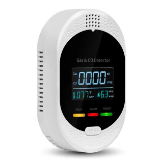 4IN1 CH4 Gas Carbon Monoxide Alarm CO CH4 Temperature Humidity Monitor LCD Color Screen High Precision Sensor Plug and P
