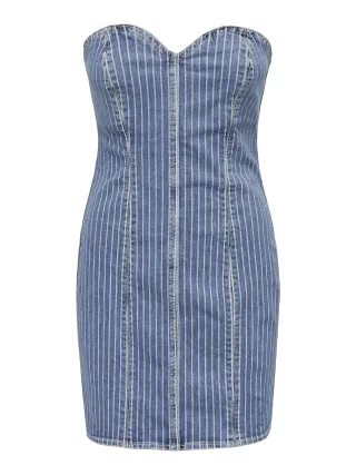 ONLY - ONLKIRSI CORSET DNM DRESS DOT light blue denim - Gr. - M